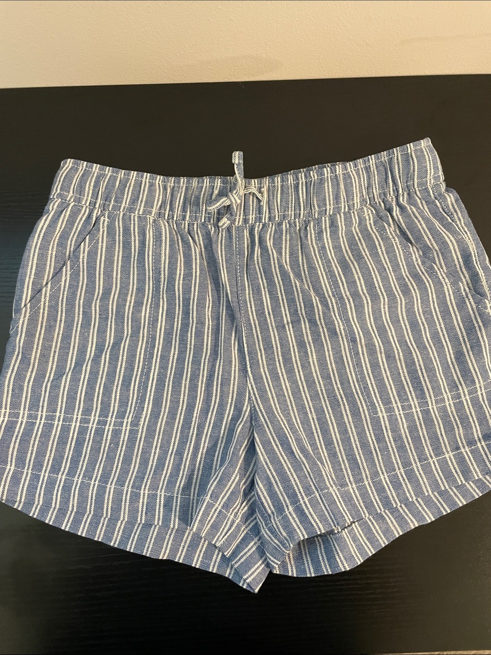 Old Navy Blue and White Striped Drawstring Kids Shorts